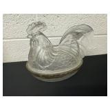 7ï¿½ nesting glass rooster dish