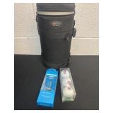 Lowe pro bag with golf balls and car charger