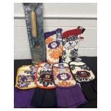 Group of collage football game towels and hot