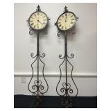 2 Decor Metal Clocks one missing Hand 53in