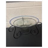 12ï¿½ Clear handblown glass on metal pedestal.