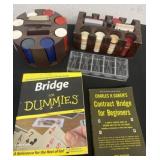 Bridge for dummies and poker cups and cards