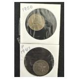 1950 and 1943p Jefferson Nickel