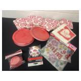 Group of napkins, window clings and cup cake