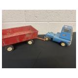 Tonka blue truck with red trailer ertl