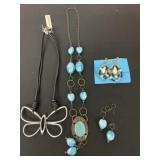 Earrings and necklaces