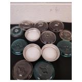 Vintage canning jar glass and Tin with glass lids