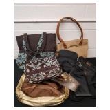 Group of purses and a wallet.