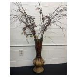 21ï¿½ metal vase with fake fruit sticks