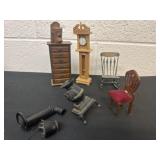 Group of mini doll house furniture