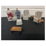 Group of mini doll house furniture Living room