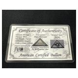 Certificate of Authenticity Five Grain Pure