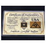 Certificate of Authenticity One Grain 24 Karat