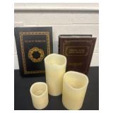 Candles and 2 storage decor books