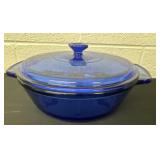VTG ANCHOR Cobalt blue glass 1.5 quart cooking