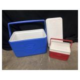 Coleman coolers blue and red