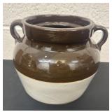 6ï¿½ Antique Brown Tan  Stoneware Bean Pot