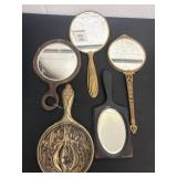 5 vintage hand mirrors