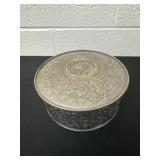 VINTAGE GUILDCRAFT ORNATE FRUIT CAKE SEWING TIN