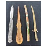 4 different style letter openers
