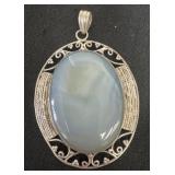 Solid 925 Sterling Silver Blue  Gemstone Pendant