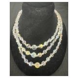 Vintage Aurora Borealis 3 Strand Beaded Necklace