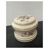 4ï¿½ Vtg Swiss Trinket Music Box, Ivory w Flowers
