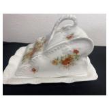 Vintage covered cheese dish English ironstone