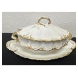 Antique Pope Gosser Covered Vegetable Dish White