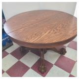 45.5' Claw foot round oak table