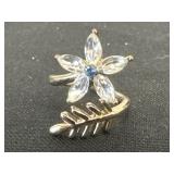 Marquise Blue Topaz Petals Star-Shaped Flower