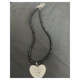 Cookie Lee Rhinestone Heart Necklace