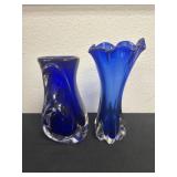 8ï¿½ and 9ï¿½ cobalt blue glass vases