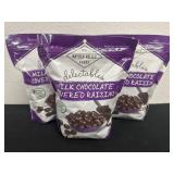 3 bags of milk chocolate covered raisins
