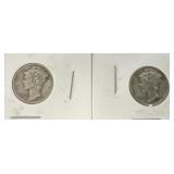 Two 1942 Mercury Dimes