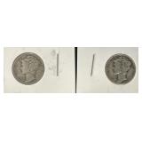 Two 1944 Mercury Dimes