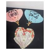 Vintage valentine fans and decor