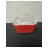 PYREX #0501 W/501 LID - RED REFRIGERATOR DISH