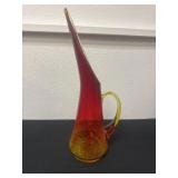 15ï¿½ Kanawha Amberina Crackle Glass Ewer Pitcher