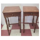 Two single drawer end tables