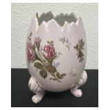 Napco Moriage Moss Rose Vase, Pink Egg Footed