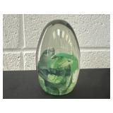 Glass Green Paperweight 3in
