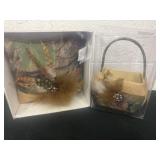camo wedding ring pillow and flower girl basket