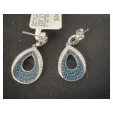 Platium over bronze blue crystal dangle drop