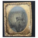 2ï¿½x2ï¿½Antique Rare FRAMED Lady w scenic Tree