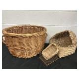 Group of Wicker Misc Baskets