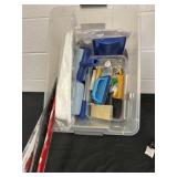 Tote of Paint Supplies
