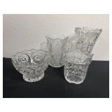 Group of crystalï¿½s vases and dish with lid and