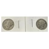 Two 1941 Mercury Dimes