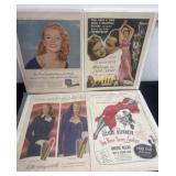 4 vintage advertising prints
